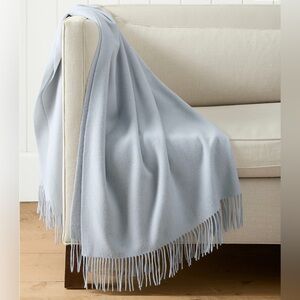 NWT Garnet Hill Wool & Cashmere Throw Oxford Blue